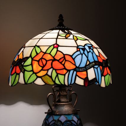 Brilagi - Επιτραπέζιο φωτιστικό Tiffany με βιτρώ JUNGLE 1xE27/60W/230V + 1xE14/40W