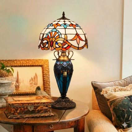 Brilagi - Επιτραπέζιο φωτιστικό Tiffany με βιτρώ MIRABELLA 1xE27/60W/230V + 1xE14/40W