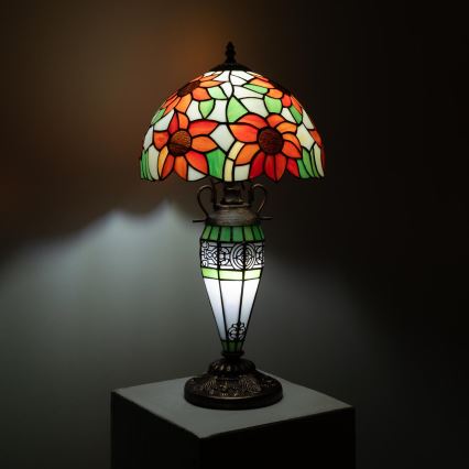 Brilagi - Επιτραπέζιο φωτιστικό Tiffany με βιτρώ SUNFLOWER 1xE27/60W/230V + 1xE14/40W