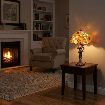 Brilagi - Επιτραπέζιο φωτιστικό Tiffany με βιτρώ SUNFLOWER 1xE27/60W/230V