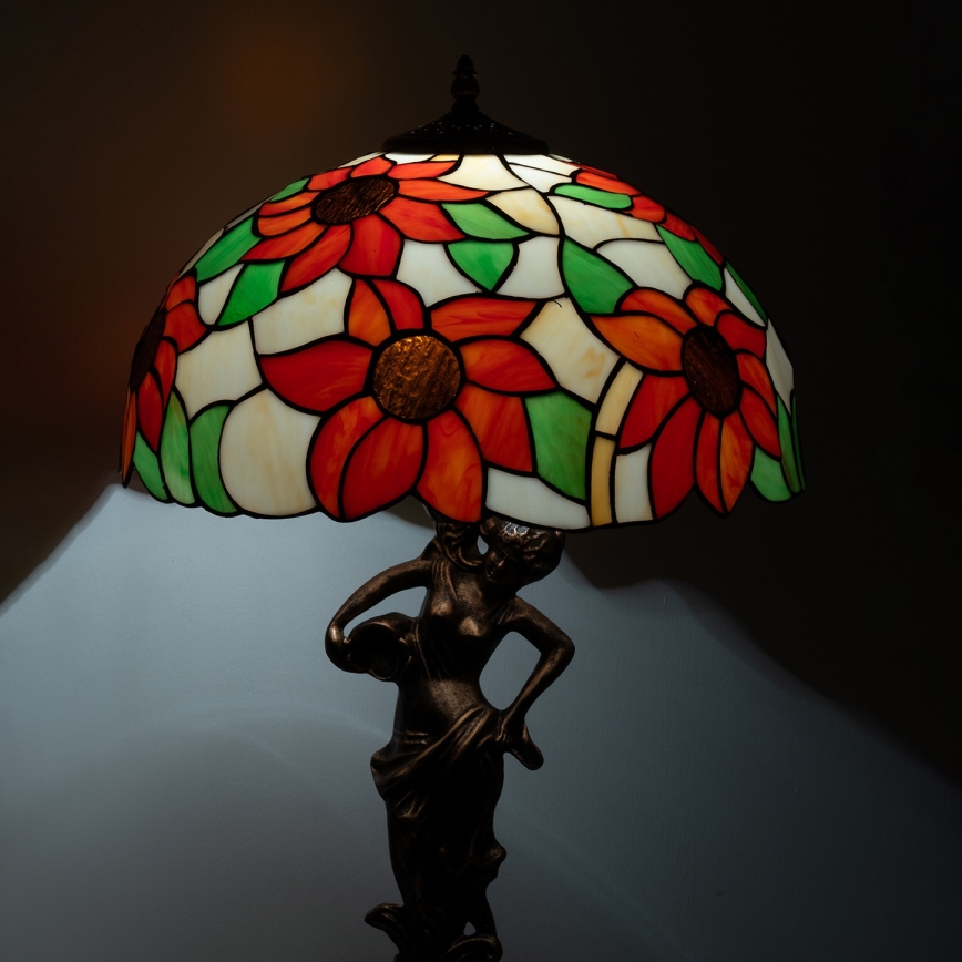 Brilagi - Επιτραπέζιο φωτιστικό Tiffany με βιτρώ SUNFLOWER 1xE27/60W/230V