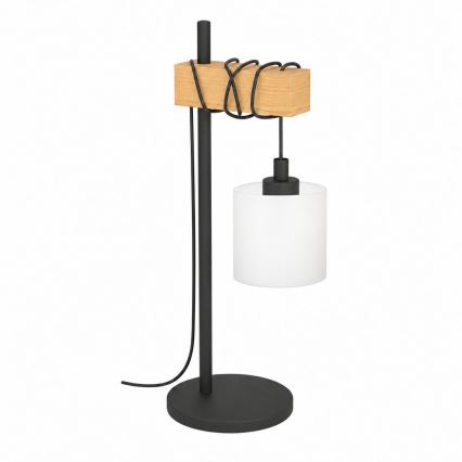 BRILAGI - Επιτραπέζιο φωτιστικό WOOD GLASS 1xE27/40W/230V καφέ/μαύρο/λευκό