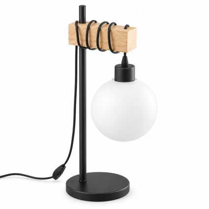 BRILAGI - Επιτραπέζιο φωτιστικό WOOD GLASS 1xE27/40W/230V καφέ/μαύρο/λευκό