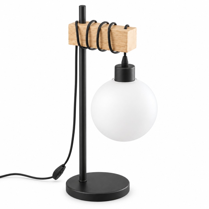 BRILAGI - Επιτραπέζιο φωτιστικό WOOD GLASS 1xE27/40W/230V καφέ/μαύρο/λευκό