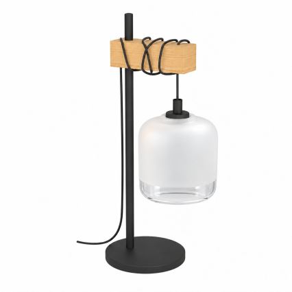 BRILAGI - Επιτραπέζιο φωτιστικό WOOD GLASS 1xE27/40W/230V καφέ/μαύρο/λευκό