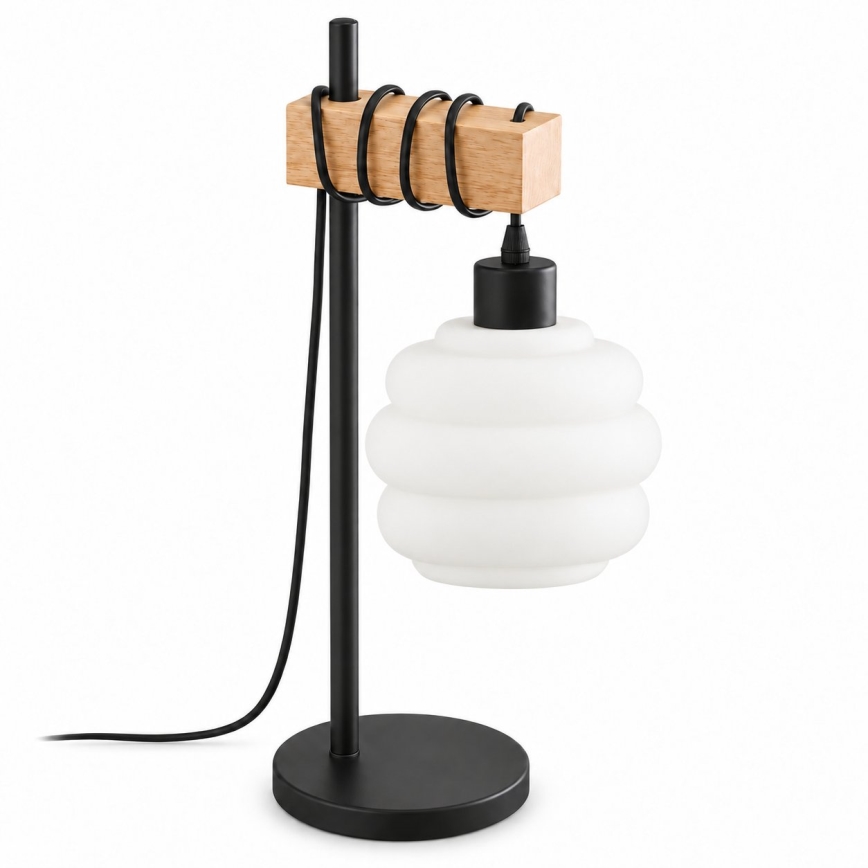 BRILAGI - Επιτραπέζιο φωτιστικό WOOD GLASS 1xE27/40W/230V καφέ/μαύρο/λευκό