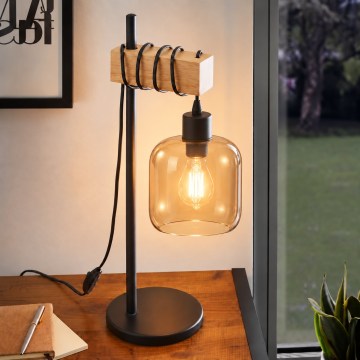 BRILAGI - Επιτραπέζιο φωτιστικό WOOD GLASS 1xE27/40W/230V καφέ/μαύρο/καπνιστό καφέ