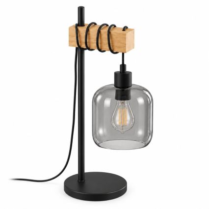 BRILAGI - Επιτραπέζιο φωτιστικό WOOD GLASS 1xE27/40W/230V καφέ/μαύρο/καπνιστό γκρι