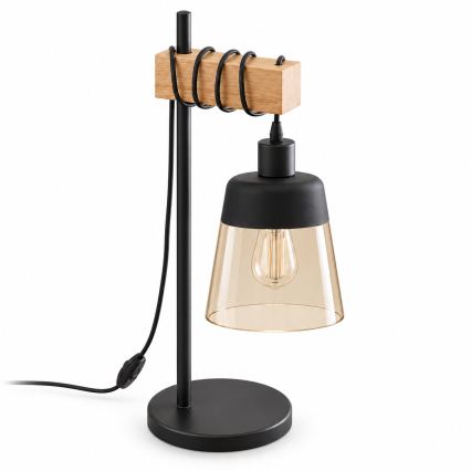 BRILAGI - Επιτραπέζιο φωτιστικό WOOD GLASS 1xE27/40W/230V καφέ/μαύρο/καπνιστό μπεζ