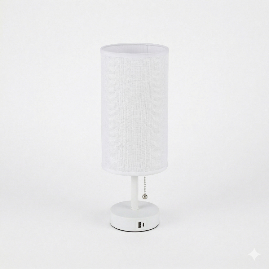 Brilagi - Επιτραπέζιο φωτιστικό με θύρα USB TABLON 1xE27/25W/230V λευκό