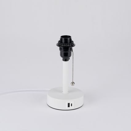 Brilagi - Επιτραπέζιο φωτιστικό με θύρα USB TABLON 1xE27/25W/230V λευκό/κρεμ