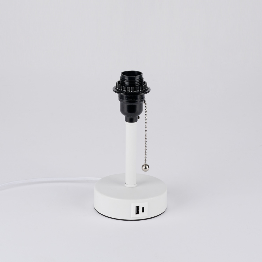 Brilagi - Επιτραπέζιο φωτιστικό με θύρα USB TABLON 1xE27/25W/230V λευκό/κρεμ