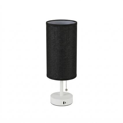 Brilagi - Επιτραπέζιο φωτιστικό με θύρα USB TABLON 1xE27/25W/230V λευκό/μαύρο