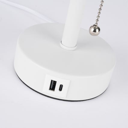 Brilagi - Επιτραπέζιο φωτιστικό με θύρα USB TABLON 1xE27/25W/230V λευκό/μαύρο