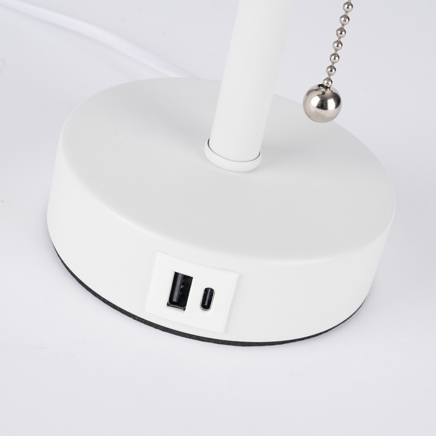 Brilagi - Επιτραπέζιο φωτιστικό με θύρα USB TABLON 1xE27/25W/230V λευκό/μπεζ