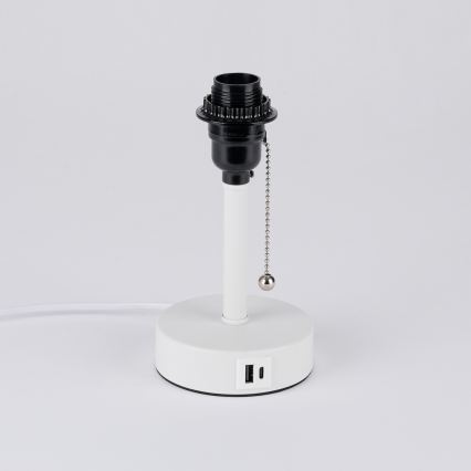 Brilagi - Επιτραπέζιο φωτιστικό με θύρα USB TABLON 1xE27/25W/230V λευκό/μπεζ