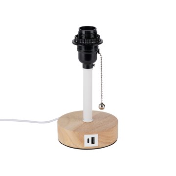 Brilagi - Επιτραπέζιο φωτιστικό με θύρα USB TABLON 1xE27/25W/230V δρυς/λευκό