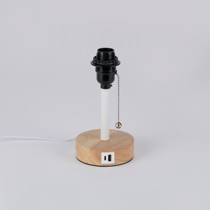 Brilagi - Επιτραπέζιο φωτιστικό με θύρα USB TABLON 1xE27/25W/230V δρυς/λευκό