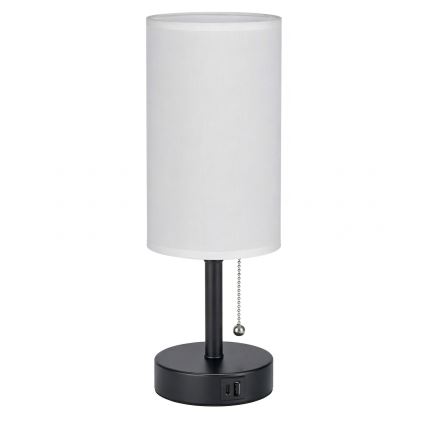 Brilagi - Επιτραπέζιο φωτιστικό με θύρα USB TABLON 1xE27/25W/230V μαύρο/λευκό