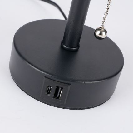 Brilagi - Επιτραπέζιο φωτιστικό με θύρα USB TABLON 1xE27/25W/230V μαύρο/λευκό