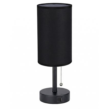 Brilagi - Επιτραπέζιο φωτιστικό με θύρα USB TABLON 1xE27/25W/230V μαύρο