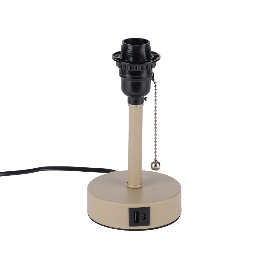 Brilagi - Επιτραπέζιο φωτιστικό με θύρα USB TABLON 1xE27/25W/230V μπεζ/λευκό