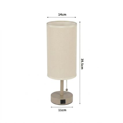 Brilagi - Επιτραπέζιο φωτιστικό με θύρα USB TABLON 1xE27/25W/230V μπεζ/κρεμ