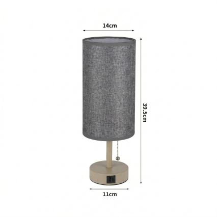 Brilagi - Επιτραπέζιο φωτιστικό με θύρα USB TABLON 1xE27/25W/230V μπεζ/γκρι