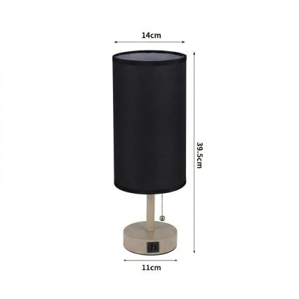 Brilagi - Επιτραπέζιο φωτιστικό με θύρα USB TABLON 1xE27/25W/230V μπεζ/μαύρο