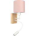 Brilagi - Επιτοίχια λάμπα LED με εύκαμπτο βραχίονα BOBO WOOD 1xE27/25W/230V + LED/3W δρυς/λευκό/ροζ