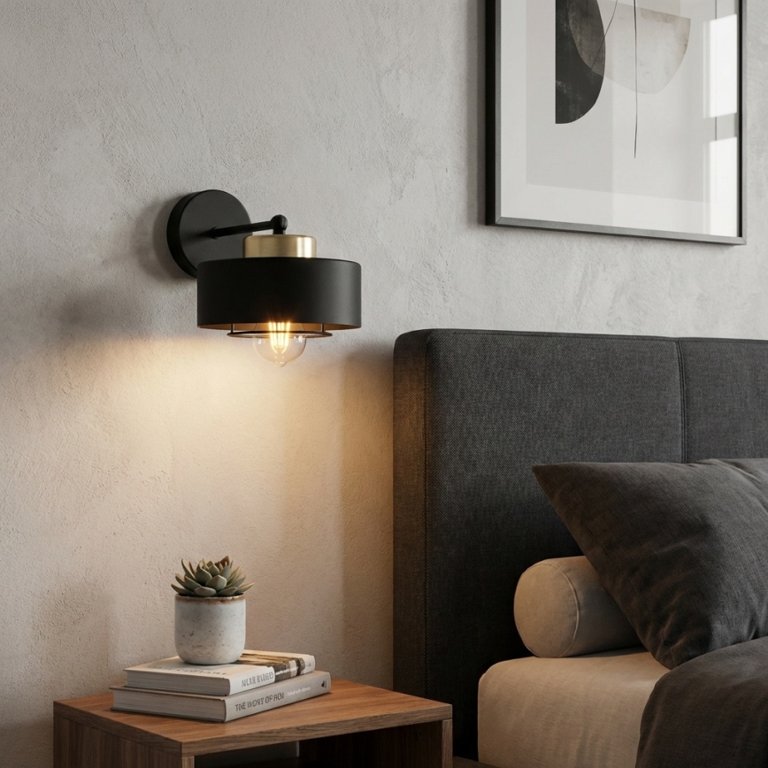 Brilagi - Επιτοίχιο φωτιστικό 1xE27/60W/230V μαύρο/χρυσό