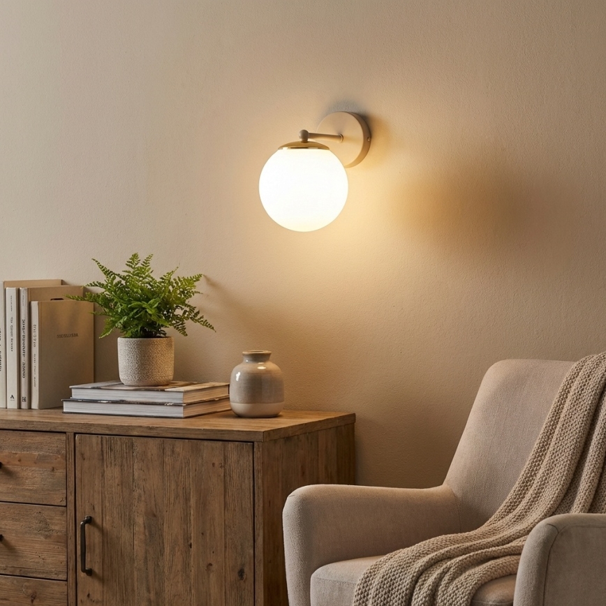 Brilagi - Επιτοίχιο φωτιστικό 1xE27/60W/230V μπεζ/χρυσό