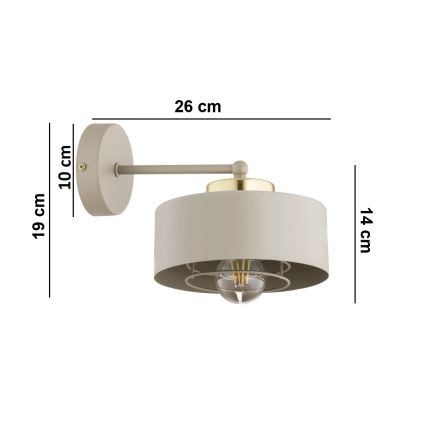 Brilagi - Επιτοίχιο φωτιστικό 1xE27/60W/230V μπεζ/χρυσό