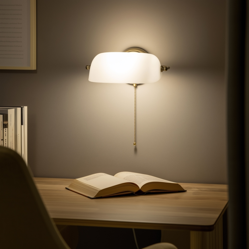 Brilagi - Επιτοίχιο φωτιστικό BANK OFFICE 1xE27/60W/230V ορείχαλκο/λευκό