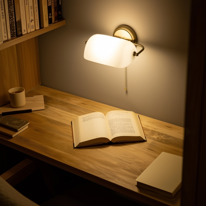 Brilagi - Επιτοίχιο φωτιστικό BANK OFFICE 1xE27/60W/230V ορείχαλκο/λευκό