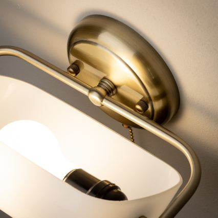 Brilagi - Επιτοίχιο φωτιστικό BANK OFFICE 1xE27/60W/230V ορείχαλκο/λευκό