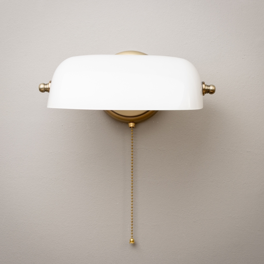 Brilagi - Επιτοίχιο φωτιστικό BANK OFFICE 1xE27/60W/230V ορείχαλκο/λευκό