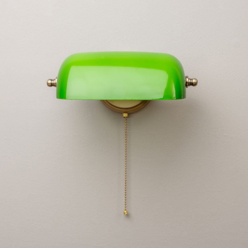 Brilagi - Επιτοίχιο φωτιστικό BANK OFFICE 1xE27/60W/230V ορείχαλκος/πράσινο