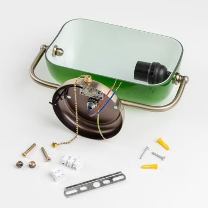 Brilagi - Επιτοίχιο φωτιστικό BANK OFFICE 1xE27/60W/230V ορείχαλκος/πράσινο