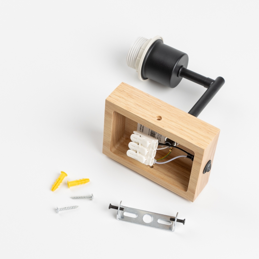 Brilagi - Παιδική επιτοίχια απλίκα BOBO WOOD 1xE27/25W/230V βελανιδιά/μαύρο/λευκό/ζωάκια