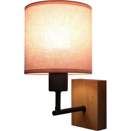 Brilagi - Παιδικό επιτοίχιο φωτιστικό BOBO WOOD 1xE27/25W/230V δρυς/μαύρο/ροζ