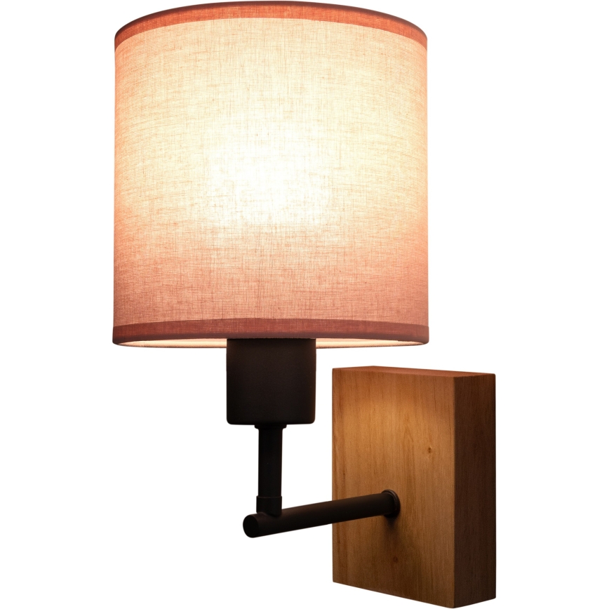 Brilagi - Παιδικό επιτοίχιο φωτιστικό BOBO WOOD 1xE27/25W/230V δρυς/μαύρο/ροζ