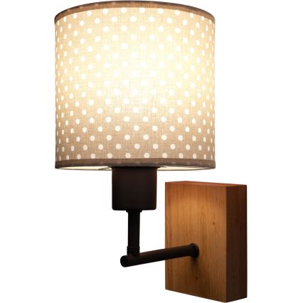 Brilagi - Παιδική επιτοίχια λάμπα BOBO WOOD 1xE27/25W/230V δρυς/μαύρο/μπεζ/πουά