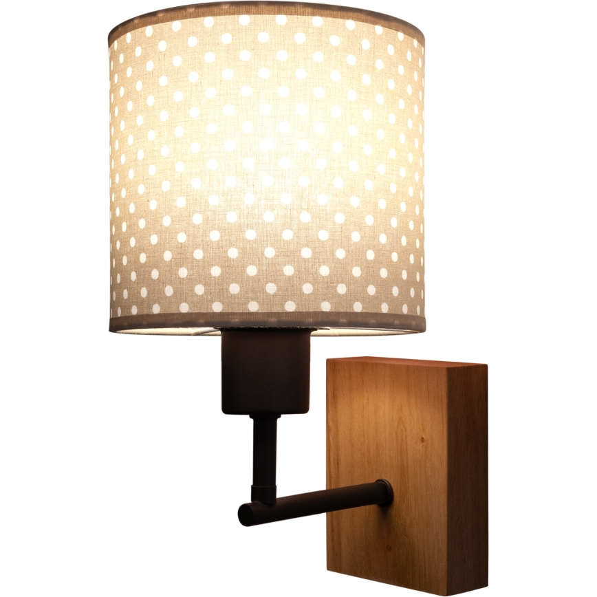 Brilagi - Παιδική επιτοίχια λάμπα BOBO WOOD 1xE27/25W/230V δρυς/μαύρο/μπεζ/πουά