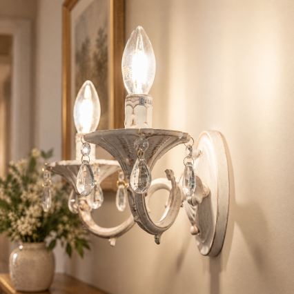 BRILAGI - Επιτοίχιο φωτιστικό CLASSIC 2xE14/10W/230V κρεμ με πατίνα
