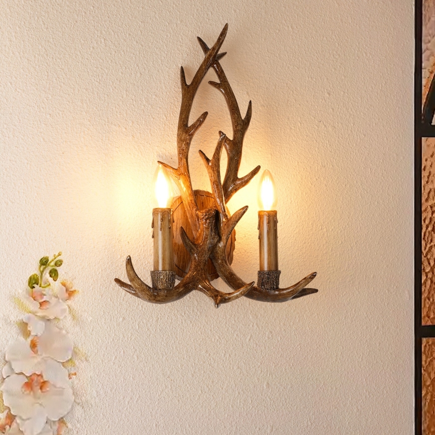 Brilagi - Επιτοίχιο φωτιστικό DEER 2xE14/10W/230V με σχέδιο κέρατων
