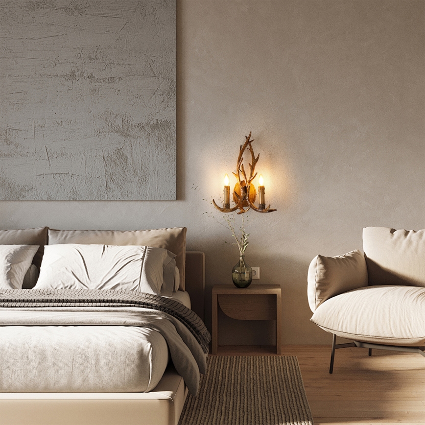 Brilagi - Επιτοίχιο φωτιστικό DEER 2xE14/10W/230V με σχέδιο κέρατων