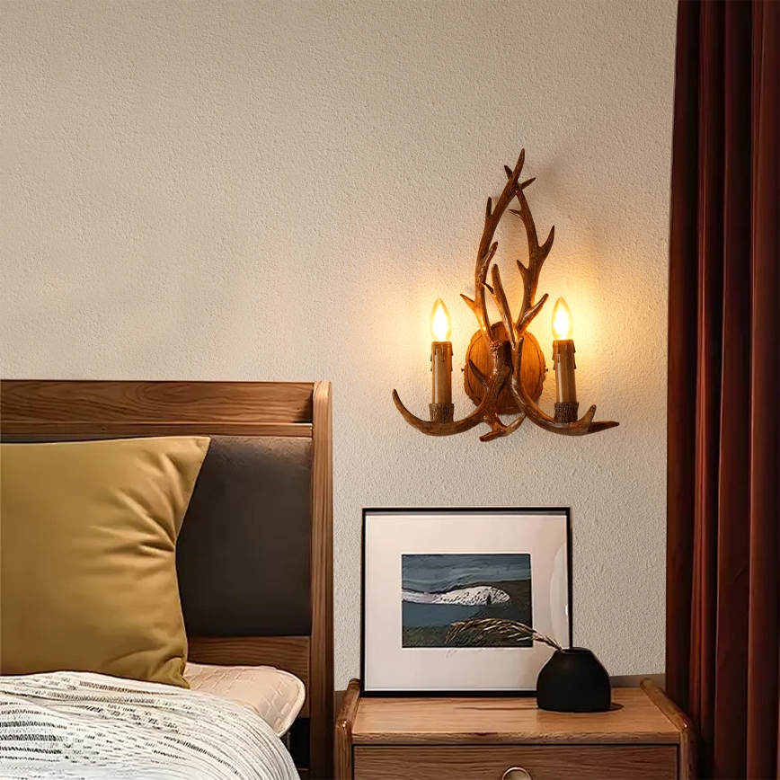 Brilagi - Επιτοίχιο φωτιστικό DEER 2xE14/10W/230V με σχέδιο κέρατων