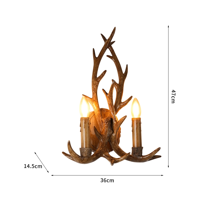 Brilagi - Επιτοίχιο φωτιστικό DEER 2xE14/10W/230V με σχέδιο κέρατων