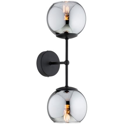 Brilagi - Επιτοίχιο φωτιστικό DIOR 2xE27/60W/230V μαύρο/καπνιστό γκρι